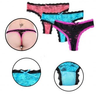 Damen Reizwäsche Slip Spitze Unterhose Frauen String Rosa Schwarz Blau S M L XL