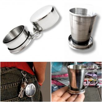 Mini Becher Klappbar Edelstahl Faltbecher Tasse Deko Becher Zelten Camping 75ml