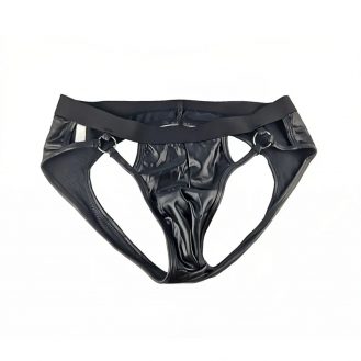 Herren Unterhose Ouvert Hinten Offen Lederoptik Slip Pofrei Schwarz S M L XL