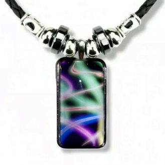 Regenbogen Anhänger Halskette Halsschmuck Farbig Rechteck