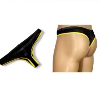 Herren Transparent Slip Unterhose Männer Slip Durchsichtig Gelb Schwarz XS S M L XL