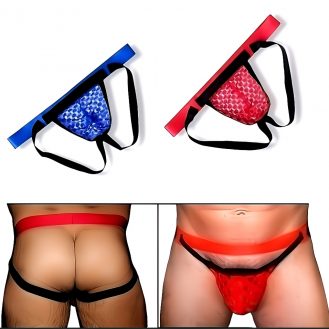 Herren Jockstrap Männer Ouvert Pofrei Slip Durchsichtig Unterhose Blau Rot XS-XL