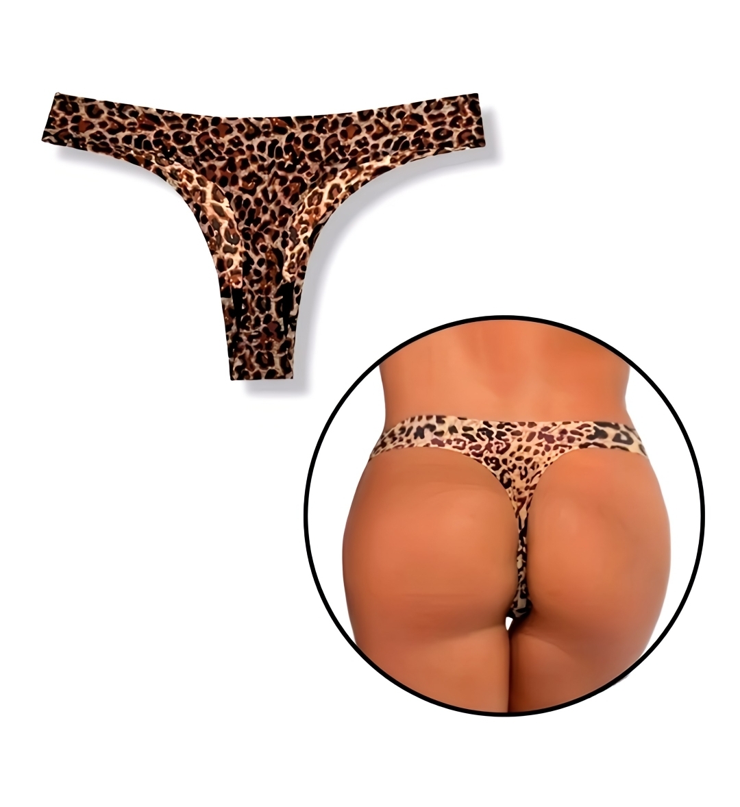 Damen String Tigermuster Unterhose Tanga Slip Braun Beige Einheitsgröße Dehnbar – Bild 3