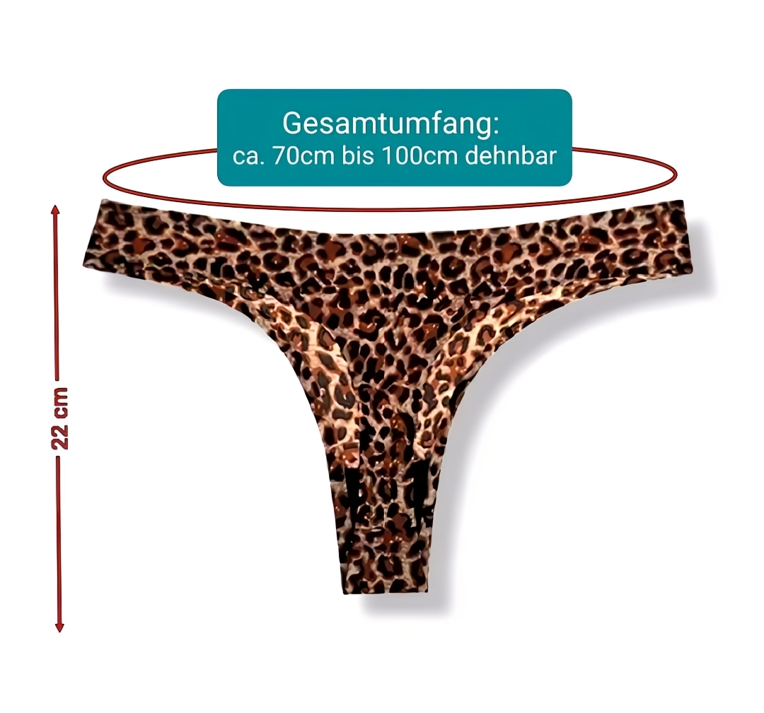 Damen String Tigermuster Unterhose Tanga Slip Braun Beige Einheitsgröße Dehnbar – Bild 2