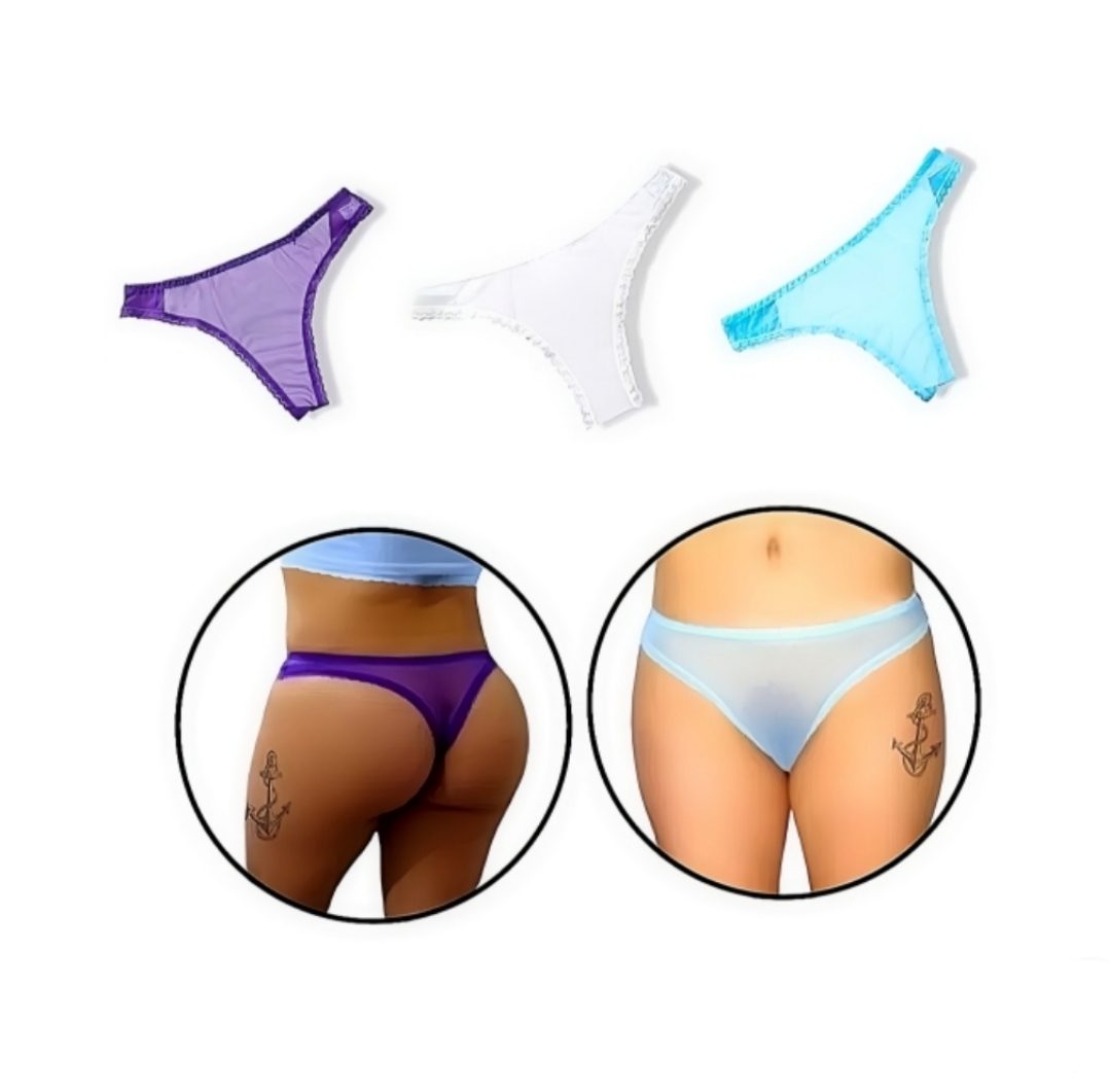 Damen Durchsichtige Reizwäsche Slip Unterhose Frauen String Weiß Lila Blau