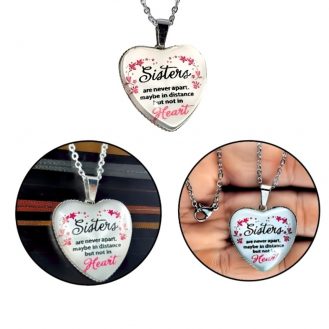 Halskette mit Herz Anhänger Geschenkidee für Schwester Sister Modeschmuck Rosa Weiß