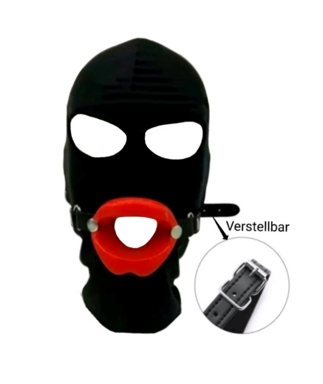 BDSM Maske mit Mund Gummi Lippe Schnalle Gesichtsmaske Schwarz Bondage Fetisch – Bild 2