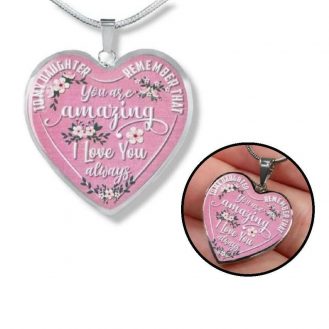 Halskette mit Anhänger Rosa Herz Geschenkidee für Tochter vom Mutter und Vater