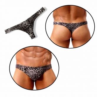 Herren Unterhose Tigermuster String Männer Slip Leopardmotiv Schwarz Weiß S-XL