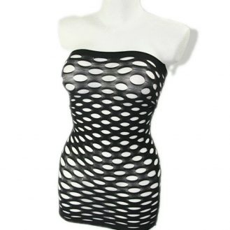 Damen Transparent Dessous Schlüpfer Nachtwäsche Reizwäsche Netzkleid Fischernetz Minirock Schwarz