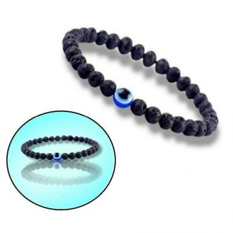 Schwarze Armband mit Blaue Nazar Boncuk Auge Schmuck Armreif Dehnbar Modeschmuck