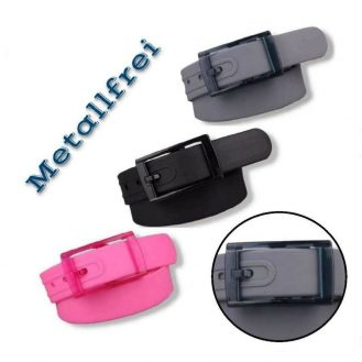Gürtel Metallfrei Ohne Metall Gummi Kunststoff 115cm Metalllos Schwarz Rosa Grau
