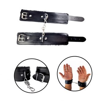 Handschellen Für Rollenspiele mit Ketten und Schnallen Schwarz BDSM Fetisch