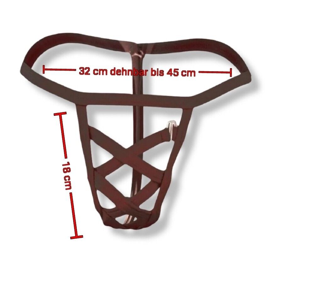 Männer G-String Käfig Unterhose Braun Herren Durchsichtig Slip Tanga String – Bild 2