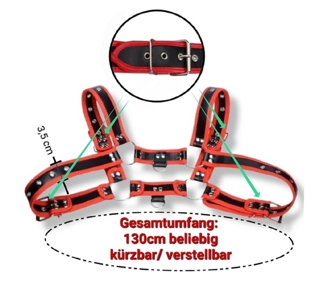 Männer Lederoptik Brustgurt Fetisch Bondage Riemen Schultergurt Kostüm BDSM – Bild 2