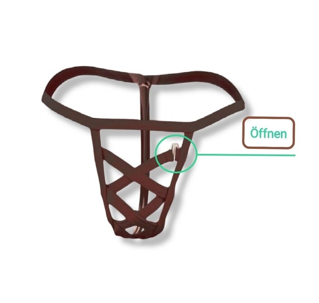 Männer G-String Käfig Unterhose Braun Herren Durchsichtig Slip Tanga String