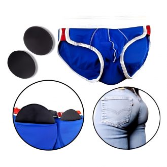 Herren Unterhose Gepolstert Pushup mit 2 Pads Hinten Männer Polster Slip Blau