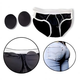 Herren Unterhose Gepolstert Pushup mit 2 Pads Hinten Männer Polster Slip Schwarz