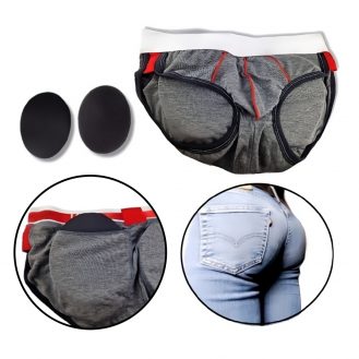 Herren Unterhose Gepolstert Pushup mit 2 Pads Hinten Männer Polster Slip Grau