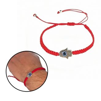 Rotes Armband Fatimas Hamsa Hand mit Nazar Boncuk Auge Böser Blick