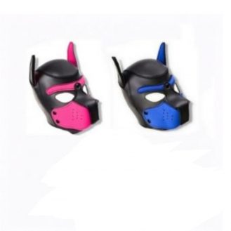 Gesichtsmaske Hundemaske Fetisch Maske Hund Rollenspiele BDSM Kostüm Blau Rosa