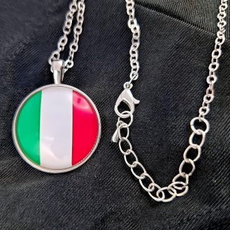Italien Fahne Anhänger mit Halsband Modeschmuck Italienische Flagge Halsschmuck